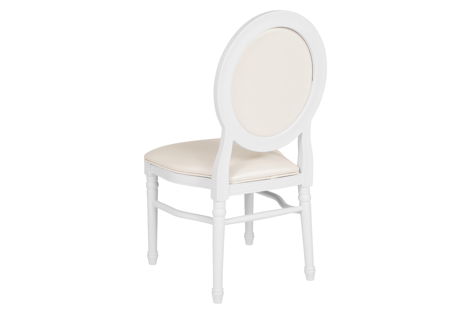 BLNK - HERCULES Series Vinyl King Louis Chair with White Back and Seat and White Frame