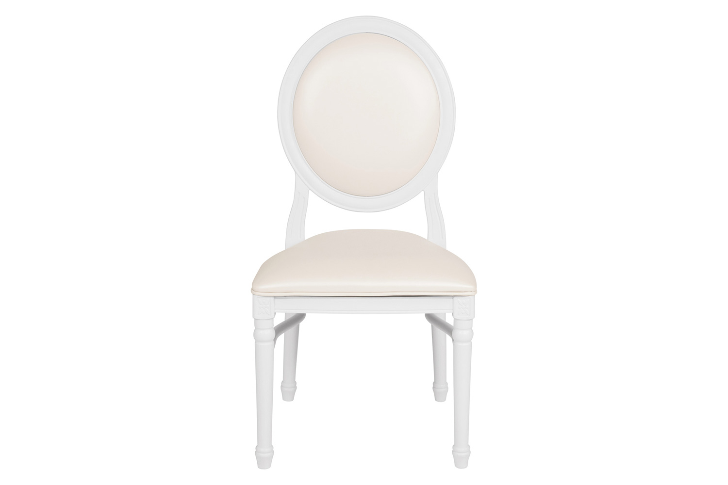 BLNK - HERCULES Series Vinyl King Louis Chair with White Back and Seat and White Frame