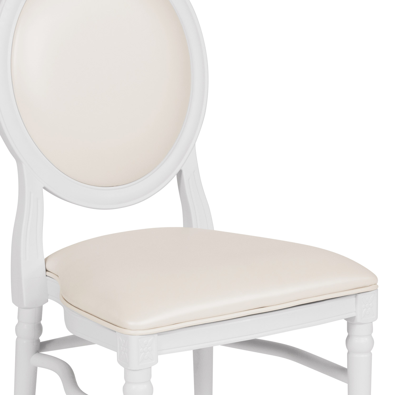 BLNK - HERCULES Series Vinyl King Louis Chair with White Back and Seat and White Frame