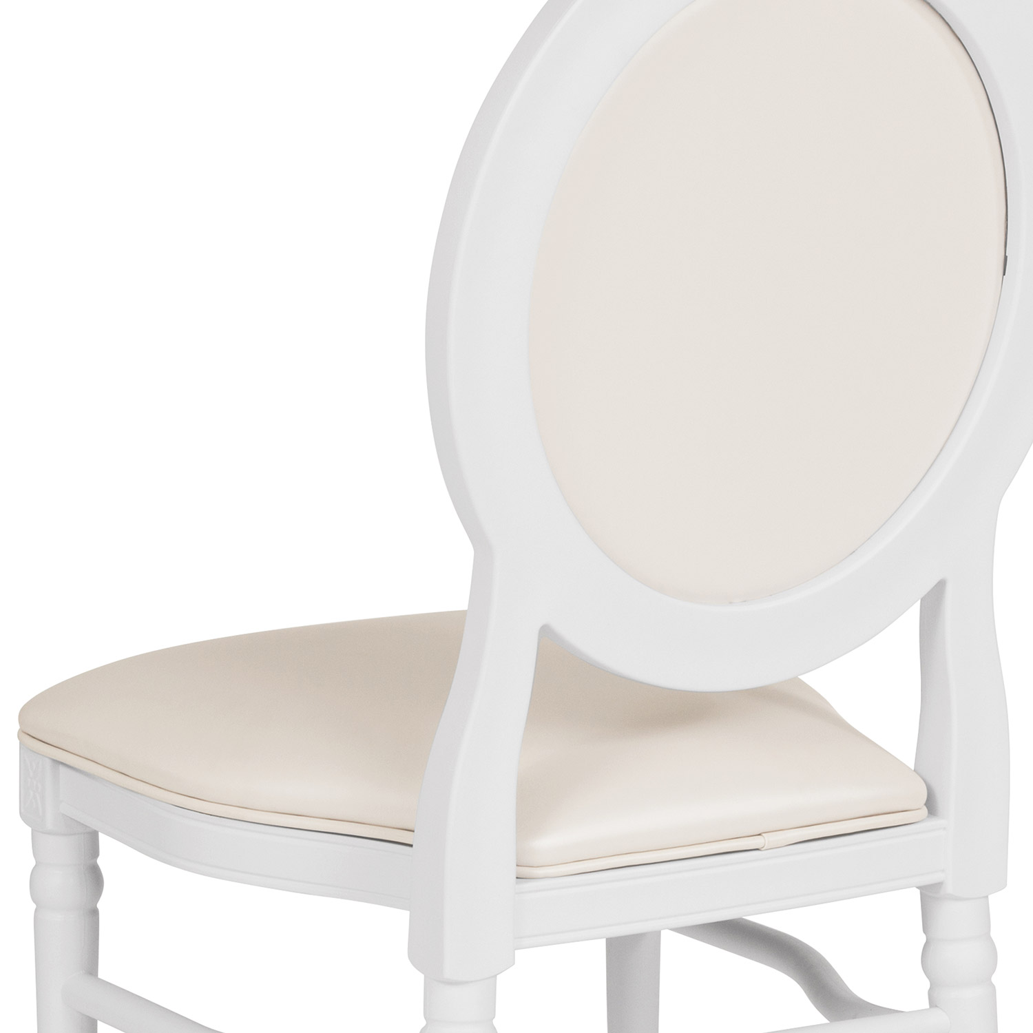 BLNK - HERCULES Series Vinyl King Louis Chair with White Back and Seat and White Frame