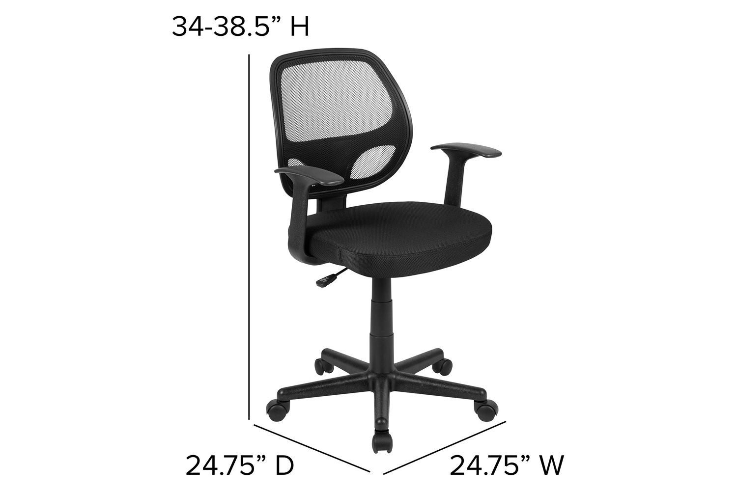 BLNK Flash Fundamentals Mid-Back Mesh Swivel Ergonomic Task Office Chair with Arms - Black