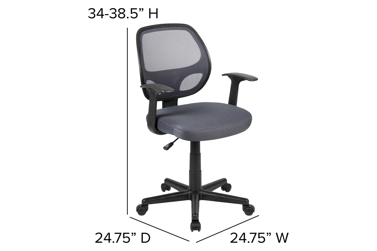 BLNK Flash Fundamentals Mid-Back Mesh Swivel Ergonomic Task Office Chair with Arms - Gray