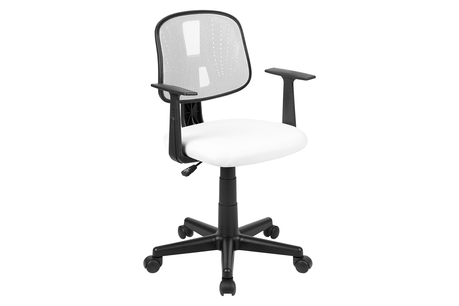 BLNK Flash Fundamentals Mid-Back Mesh Swivel Task Office Chair with Pivot Back - White, with Arms