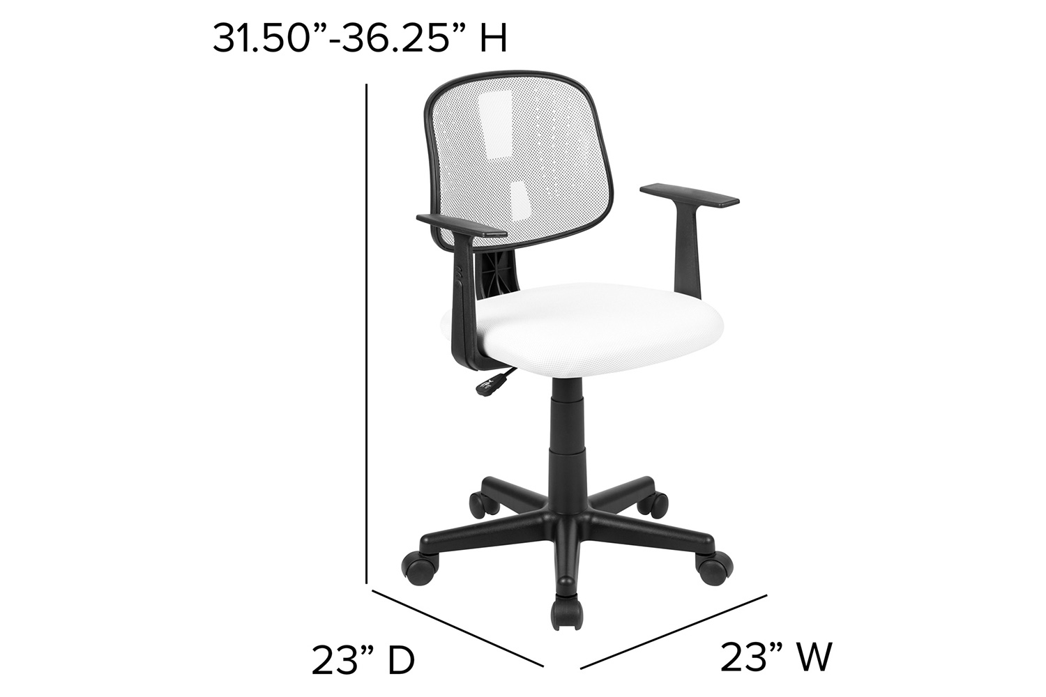 BLNK Flash Fundamentals Mid-Back Mesh Swivel Task Office Chair with Pivot Back - White, with Arms