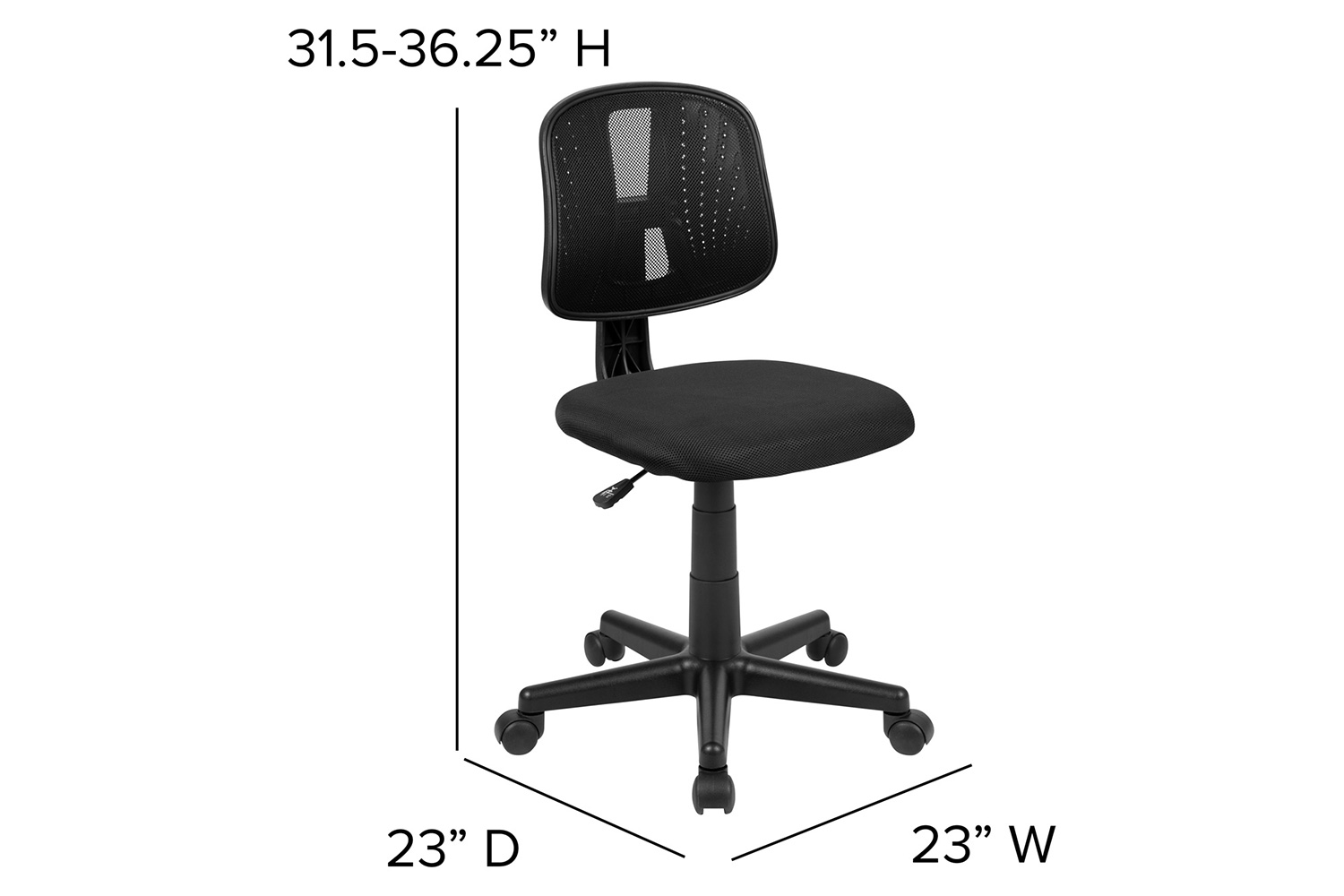 BLNK Flash Fundamentals Mid-Back Mesh Swivel Task Office Chair with Pivot Back - Black