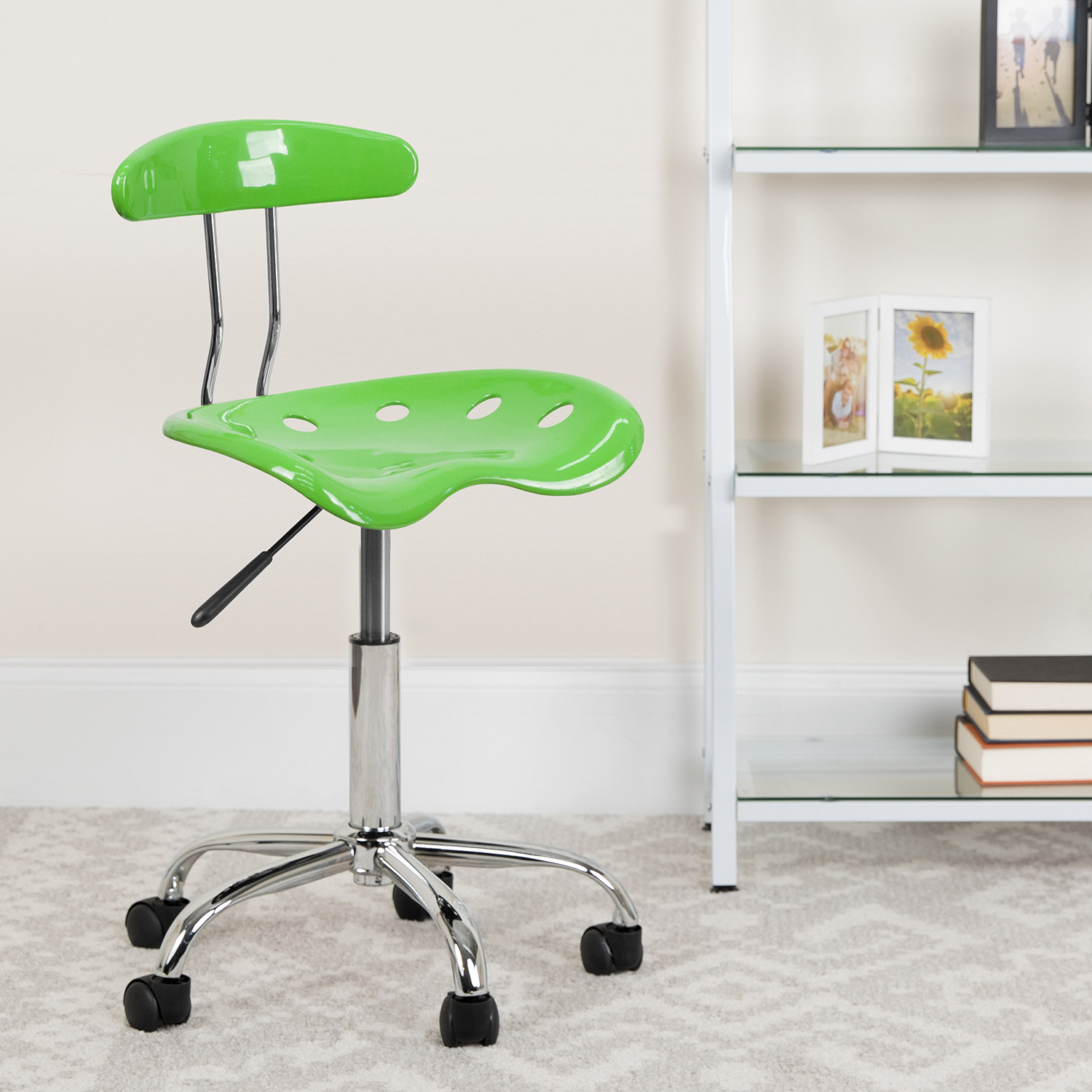 BLNK Elliott Vibrant Chrome Swivel Task Office Chair with Tractor Seat