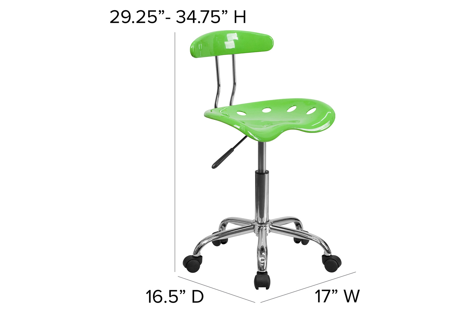 BLNK Elliott Vibrant Chrome Swivel Task Office Chair with Tractor Seat - Apple Green