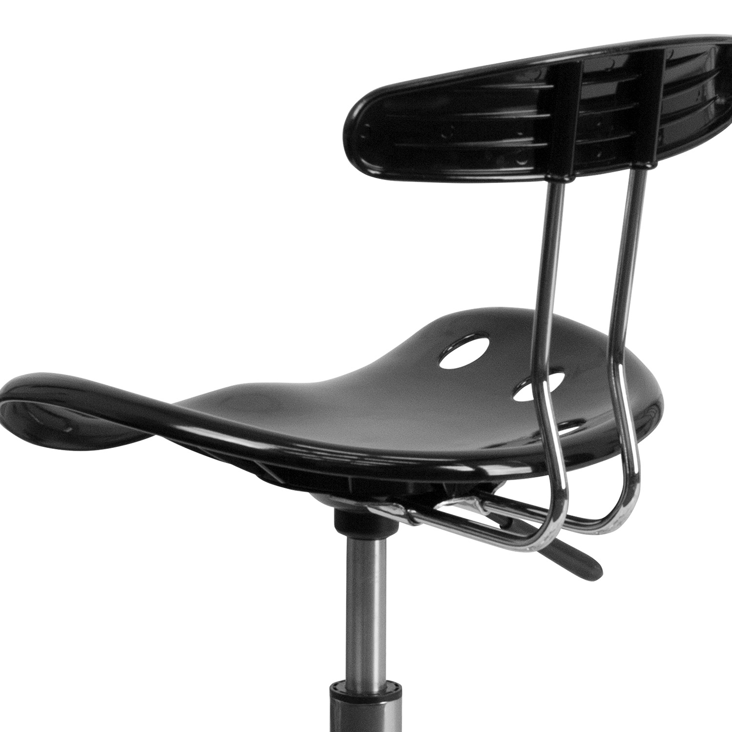 BLNK Elliott Vibrant Chrome Swivel Task Office Chair with Tractor Seat - Black