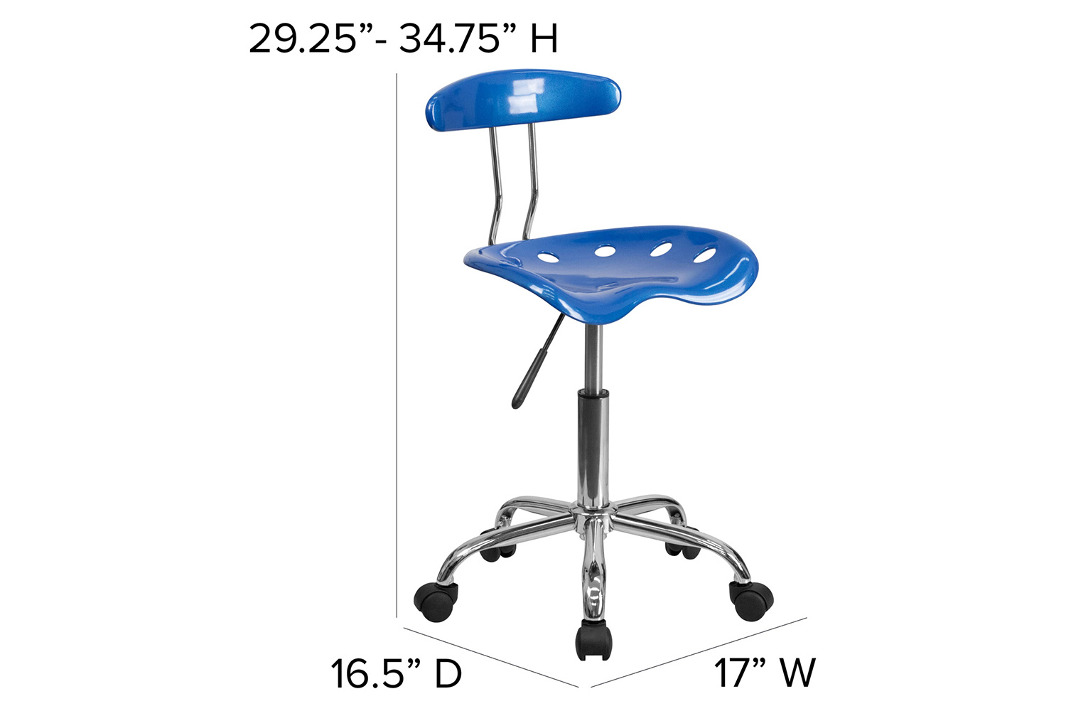 BLNK Elliott Vibrant Chrome Swivel Task Office Chair with Tractor Seat - Bright Blue