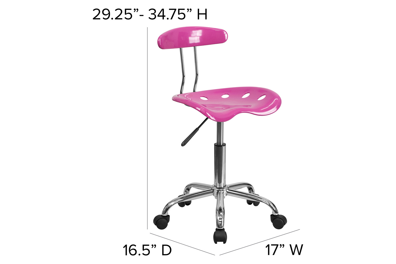 BLNK Elliott Vibrant Chrome Swivel Task Office Chair with Tractor Seat - Candy Heart