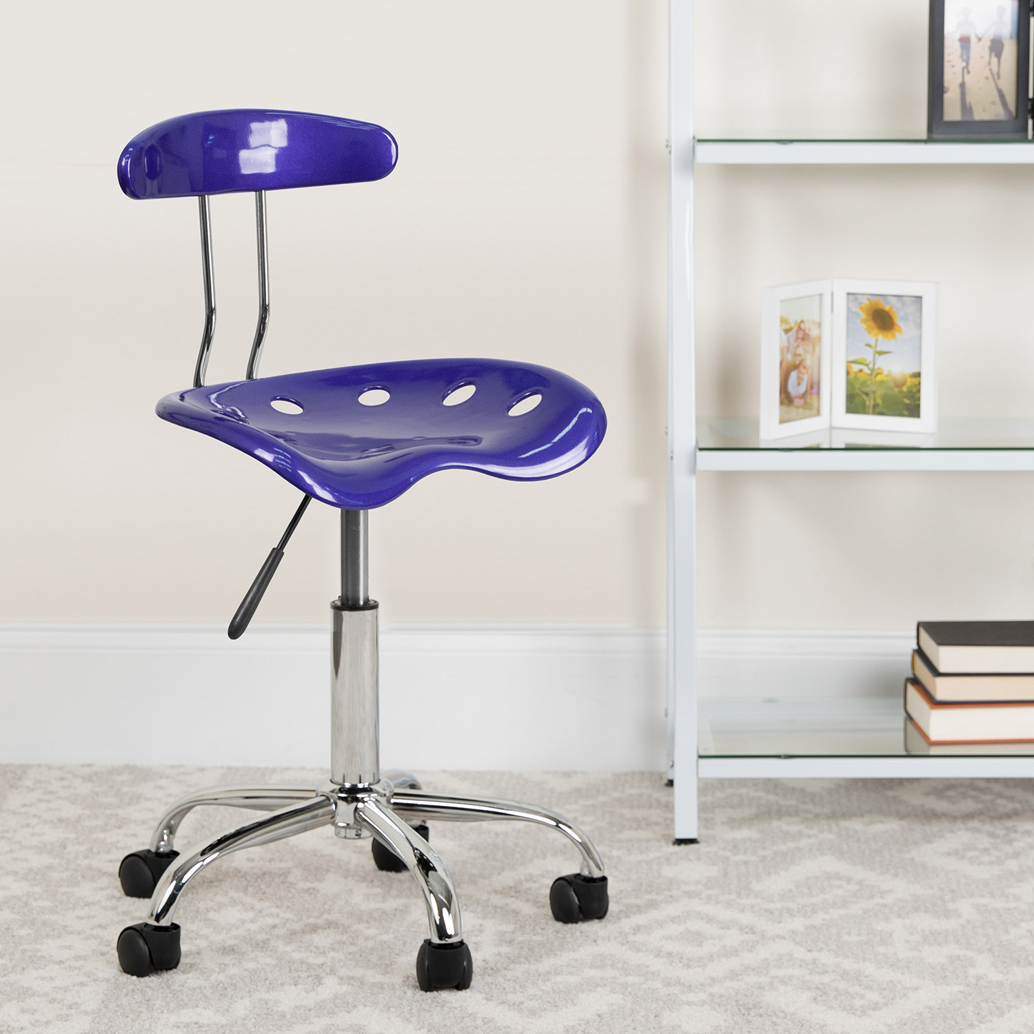 BLNK Elliott Vibrant Chrome Swivel Task Office Chair with Tractor Seat