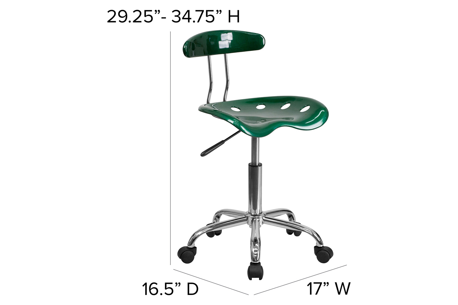 BLNK Elliott Vibrant Chrome Swivel Task Office Chair with Tractor Seat - Green