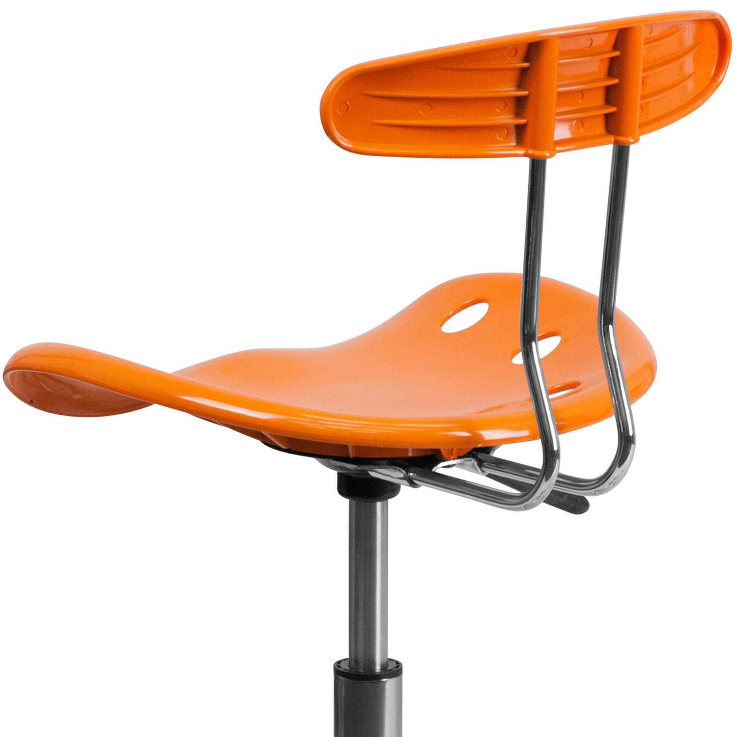 BLNK Elliott Vibrant Chrome Swivel Task Office Chair with Tractor Seat - Orange