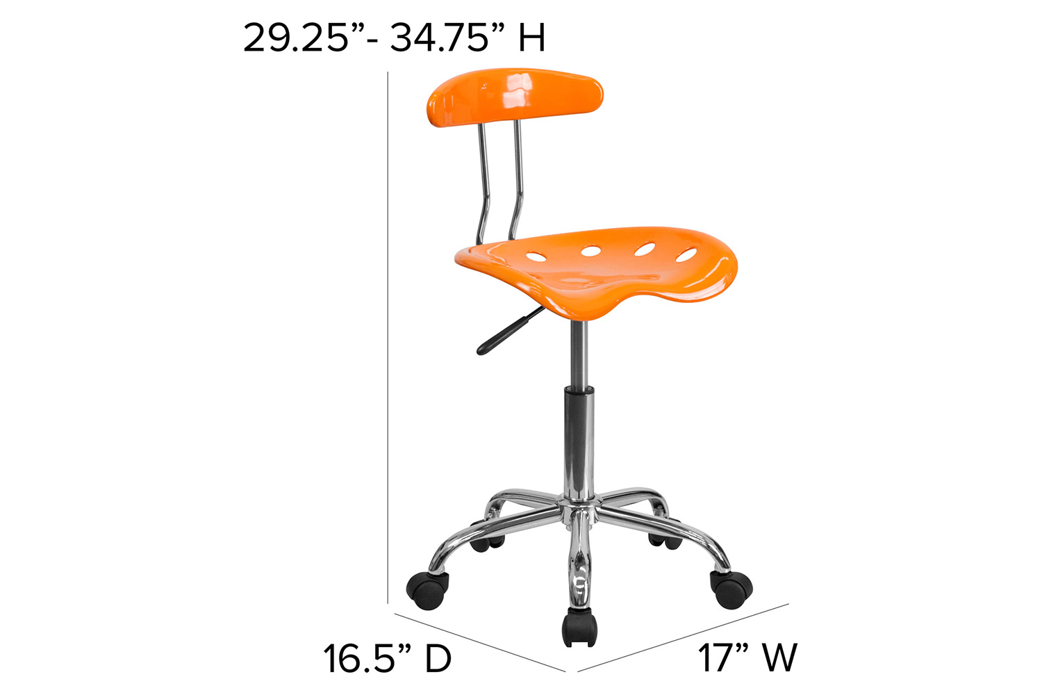 BLNK Elliott Vibrant Chrome Swivel Task Office Chair with Tractor Seat - Orange