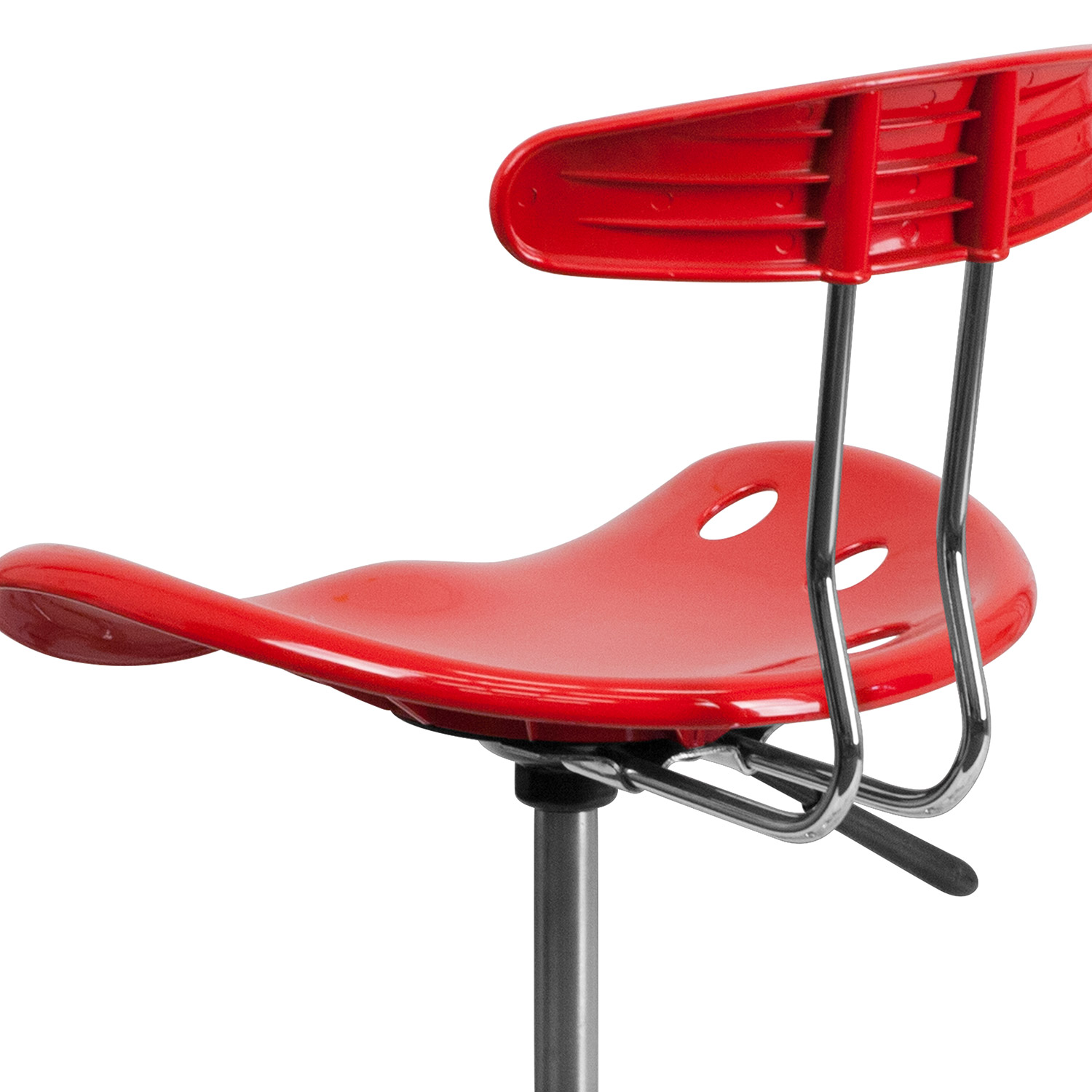 BLNK Elliott Vibrant Chrome Swivel Task Office Chair with Tractor Seat - Red