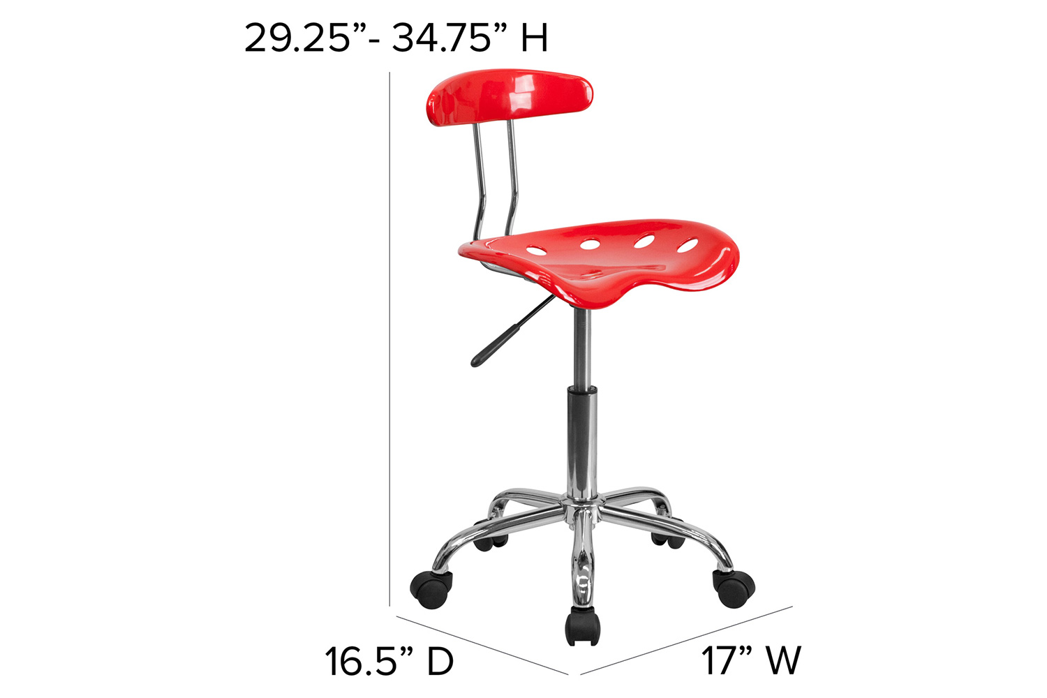 BLNK Elliott Vibrant Chrome Swivel Task Office Chair with Tractor Seat - Red