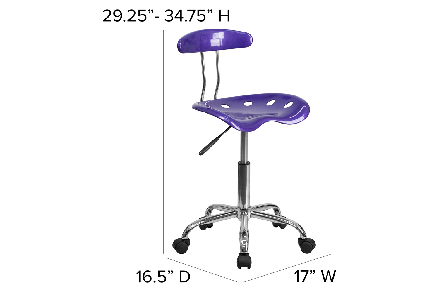 BLNK Elliott Vibrant Chrome Swivel Task Office Chair with Tractor Seat - Violet