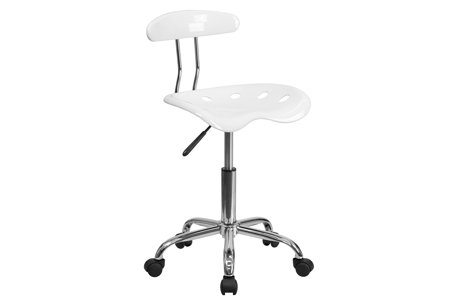 BLNK Elliott Vibrant Chrome Swivel Task Office Chair with Tractor Seat - White