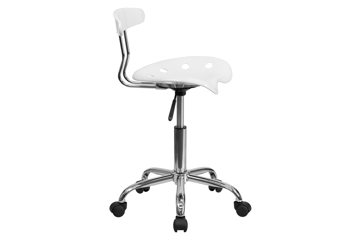 BLNK Elliott Vibrant Chrome Swivel Task Office Chair with Tractor Seat - White