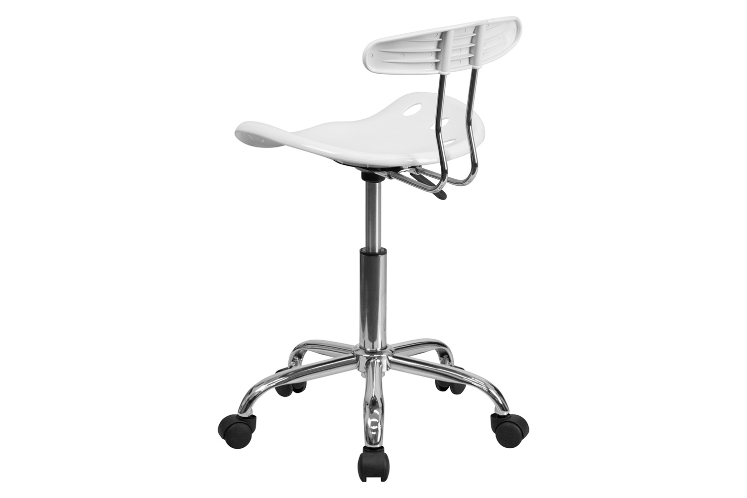 BLNK Elliott Vibrant Chrome Swivel Task Office Chair with Tractor Seat - White