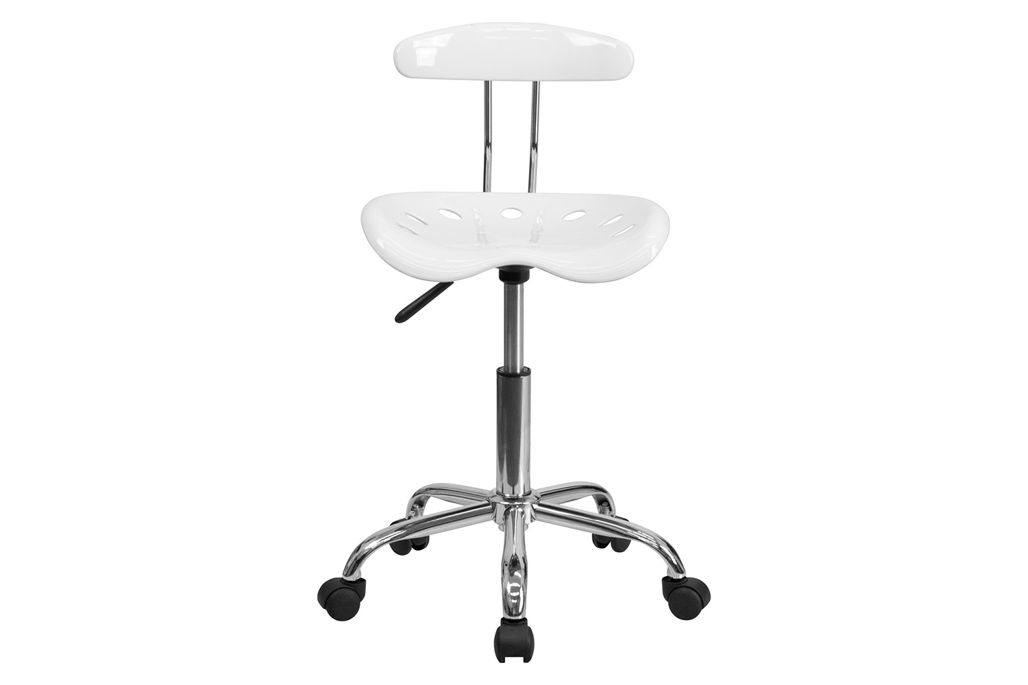 BLNK Elliott Vibrant Chrome Swivel Task Office Chair with Tractor Seat - White