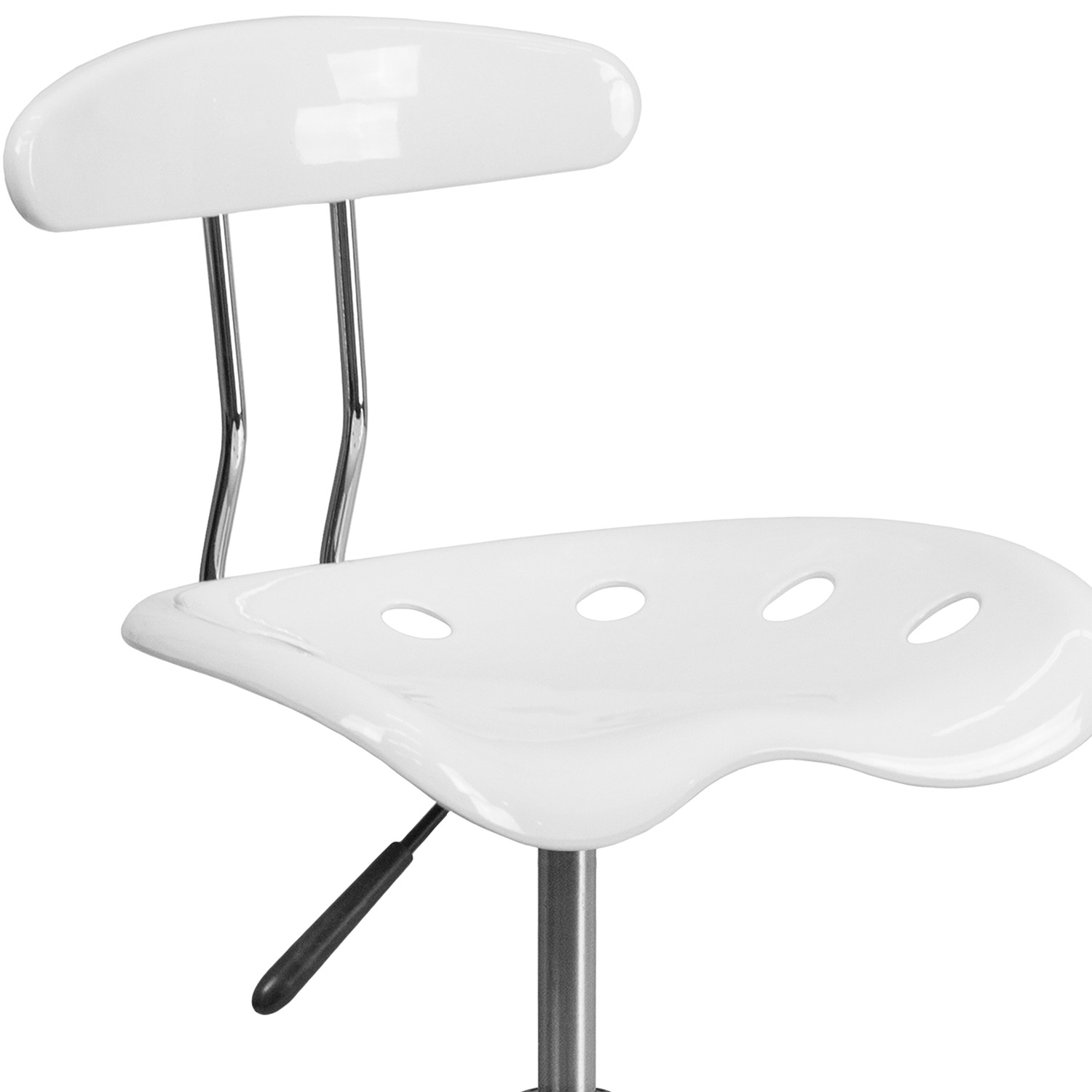 BLNK Elliott Vibrant Chrome Swivel Task Office Chair with Tractor Seat - White