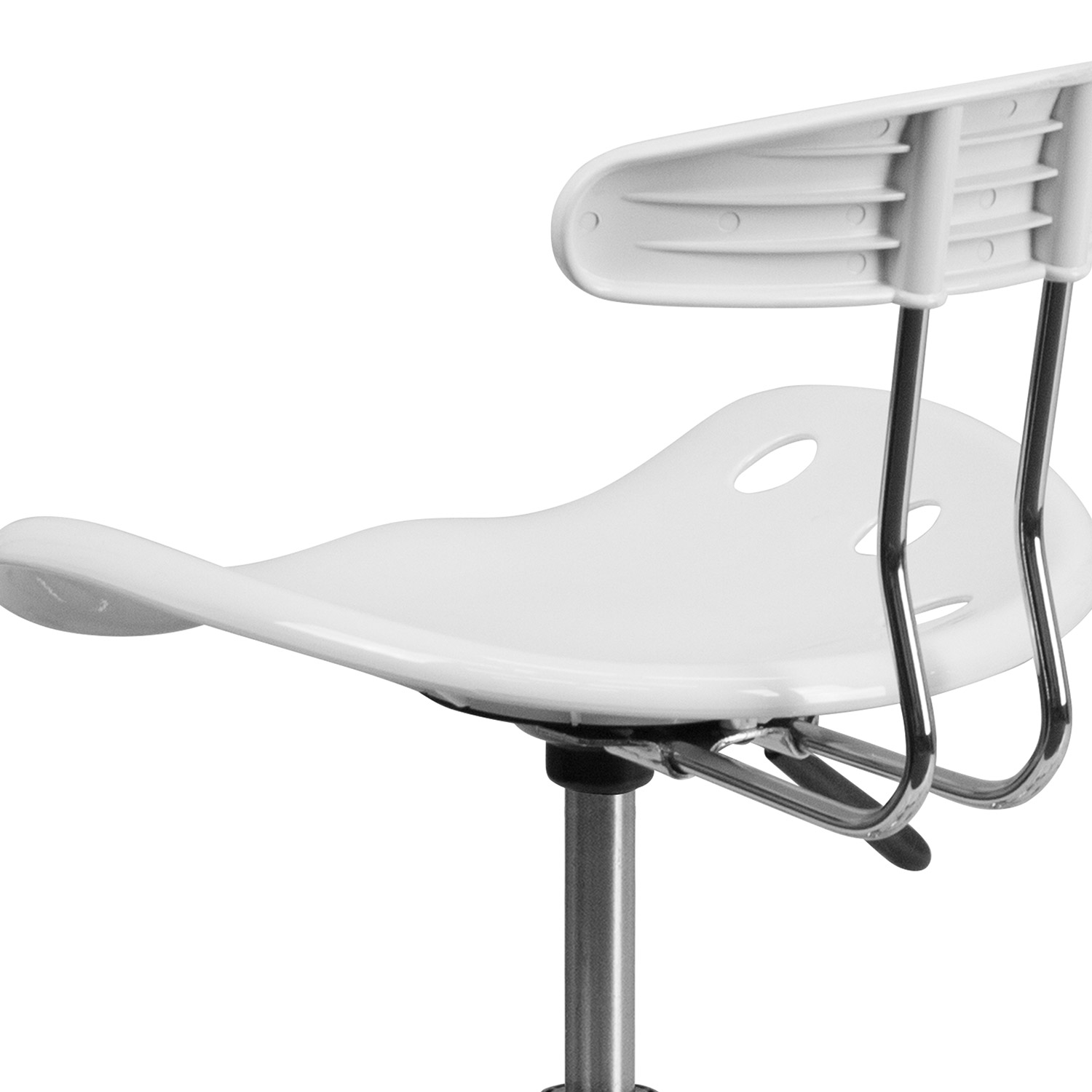 BLNK Elliott Vibrant Chrome Swivel Task Office Chair with Tractor Seat - White