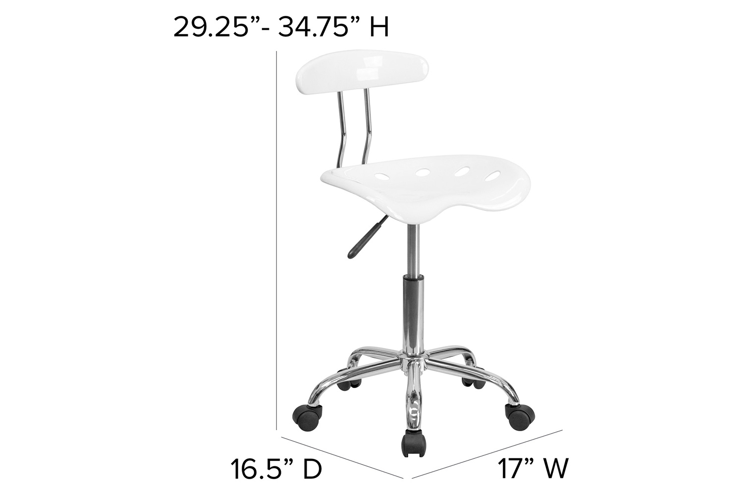 BLNK Elliott Vibrant Chrome Swivel Task Office Chair with Tractor Seat - White