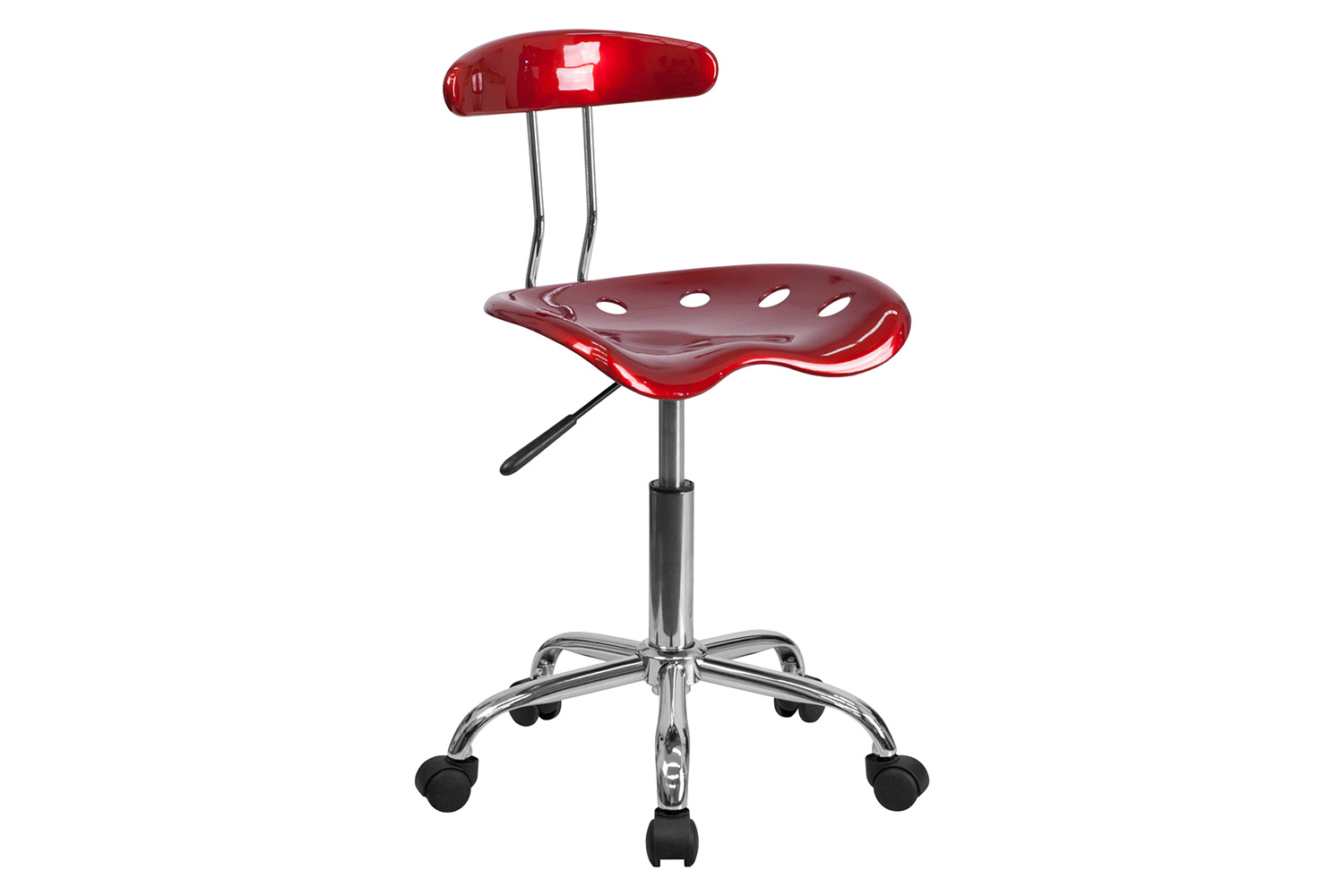 BLNK Elliott Vibrant Chrome Swivel Task Office Chair with Tractor Seat - Wine Red