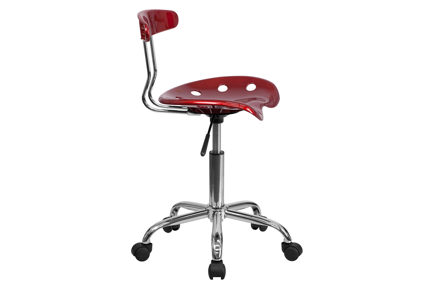 BLNK Elliott Vibrant Chrome Swivel Task Office Chair with Tractor Seat - Wine Red