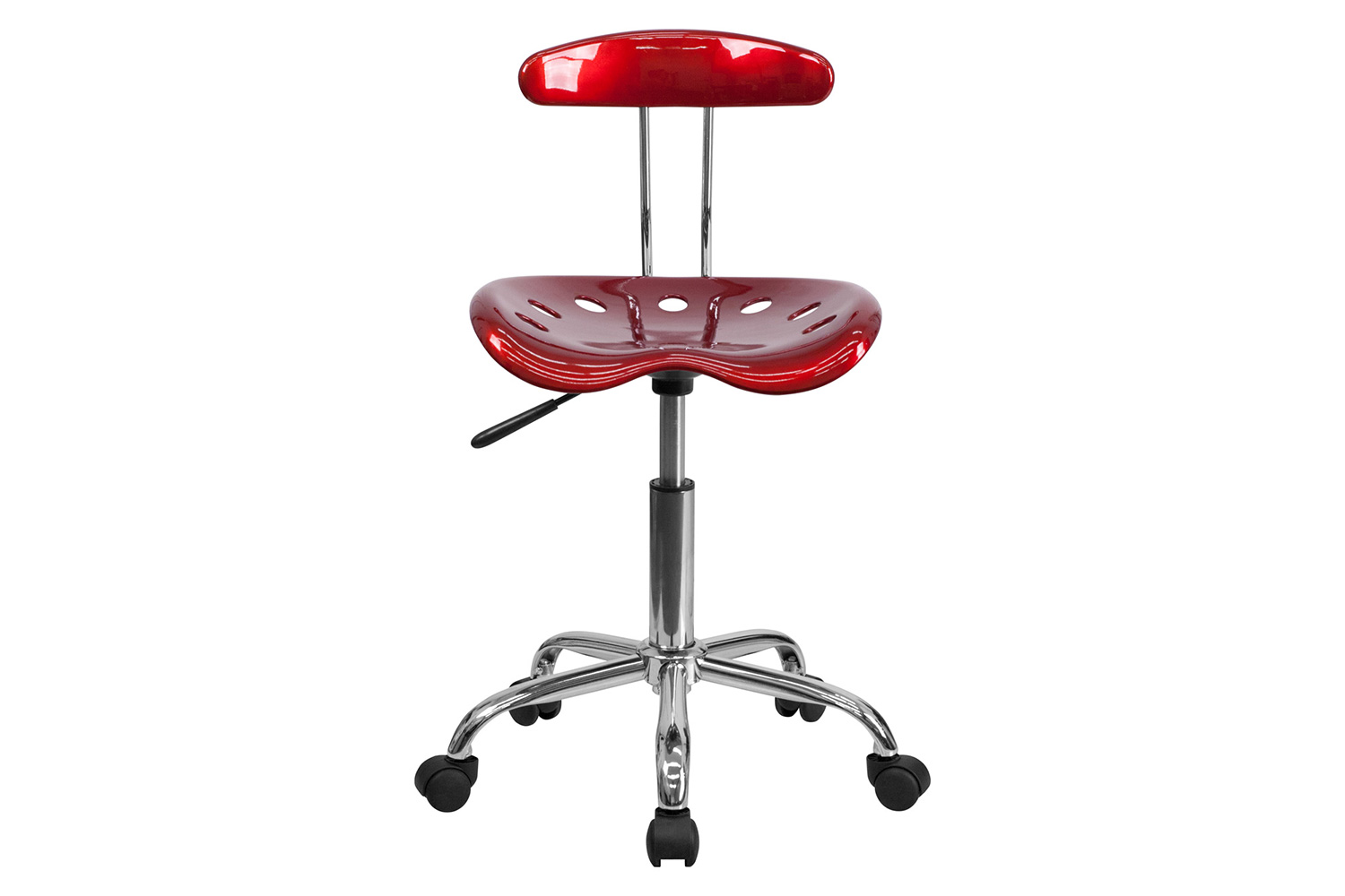 BLNK Elliott Vibrant Chrome Swivel Task Office Chair with Tractor Seat - Wine Red