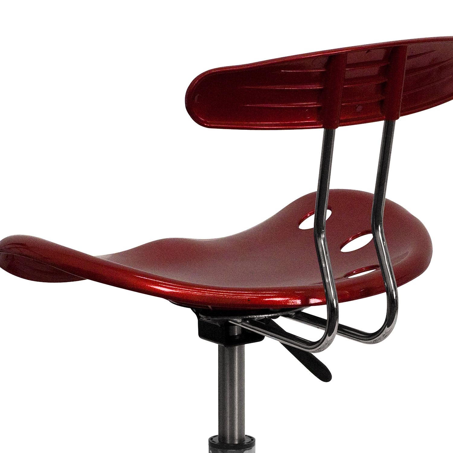 BLNK Elliott Vibrant Chrome Swivel Task Office Chair with Tractor Seat - Wine Red