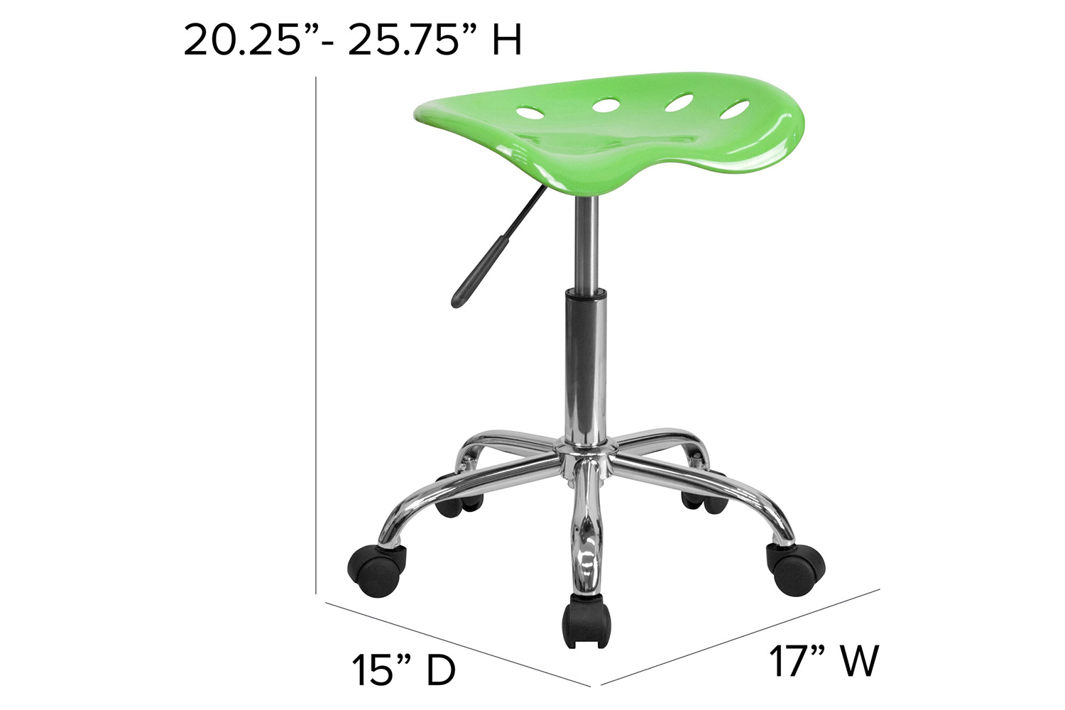 BLNK Taylor Vibrant Chrome Stool with Tractor Seat - Apple Green