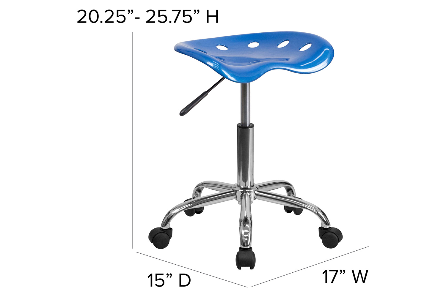 BLNK Taylor Vibrant Chrome Stool with Tractor Seat - Bright Blue