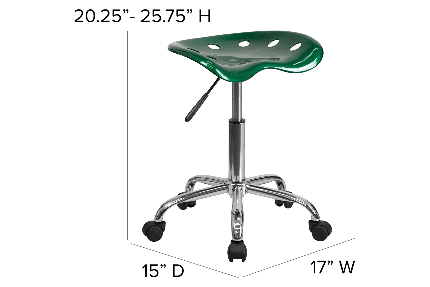 BLNK Taylor Vibrant Chrome Stool with Tractor Seat - Green