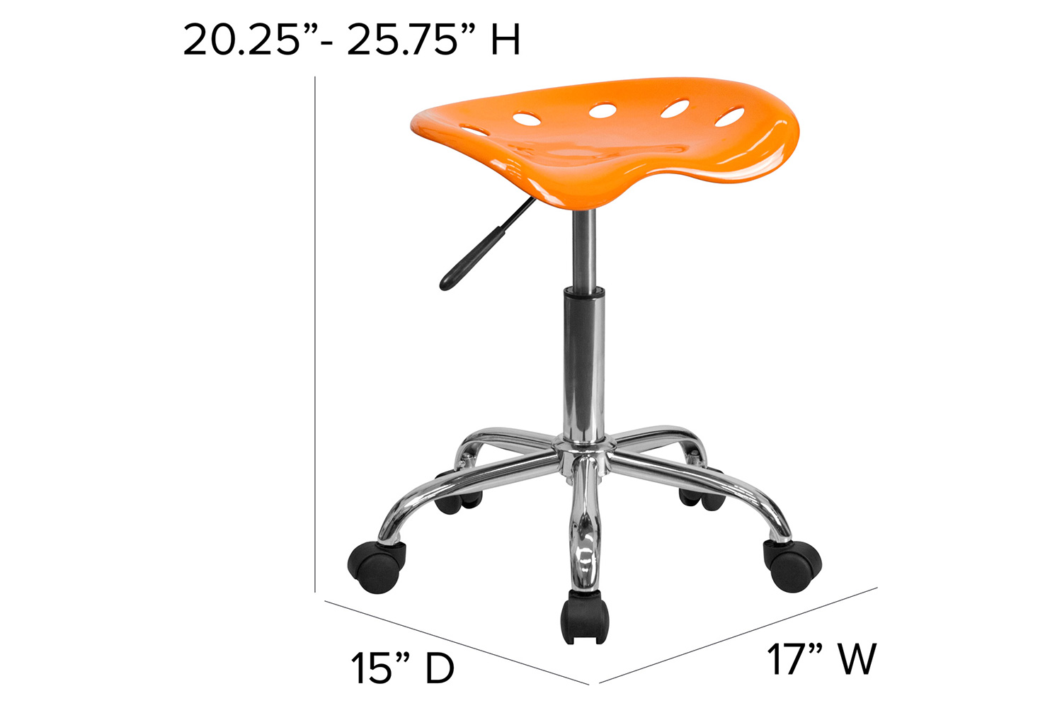 BLNK Taylor Vibrant Chrome Stool with Tractor Seat - Orange