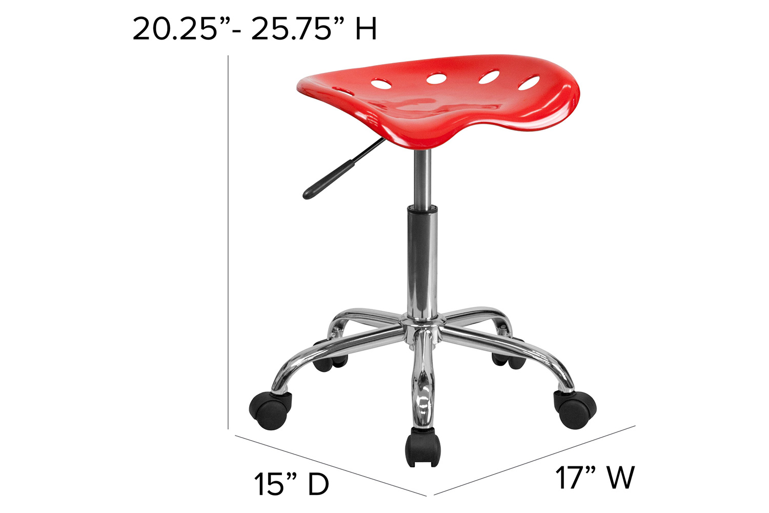 BLNK Taylor Vibrant Chrome Stool with Tractor Seat - Red