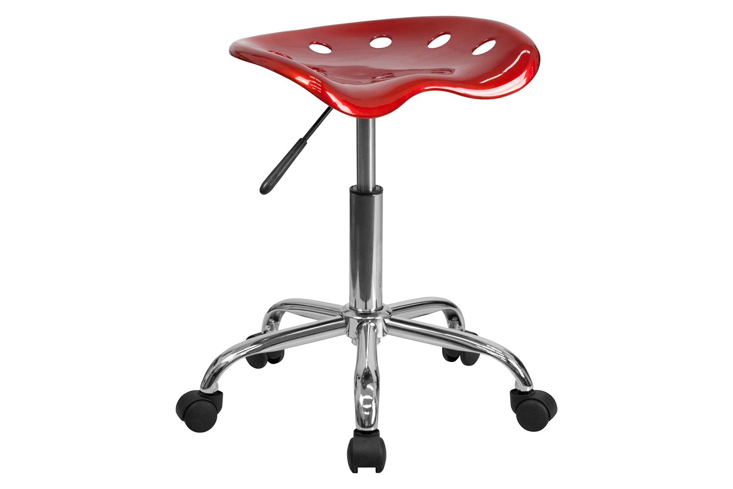 BLNK Taylor Vibrant Chrome Stool with Tractor Seat - Wine Red