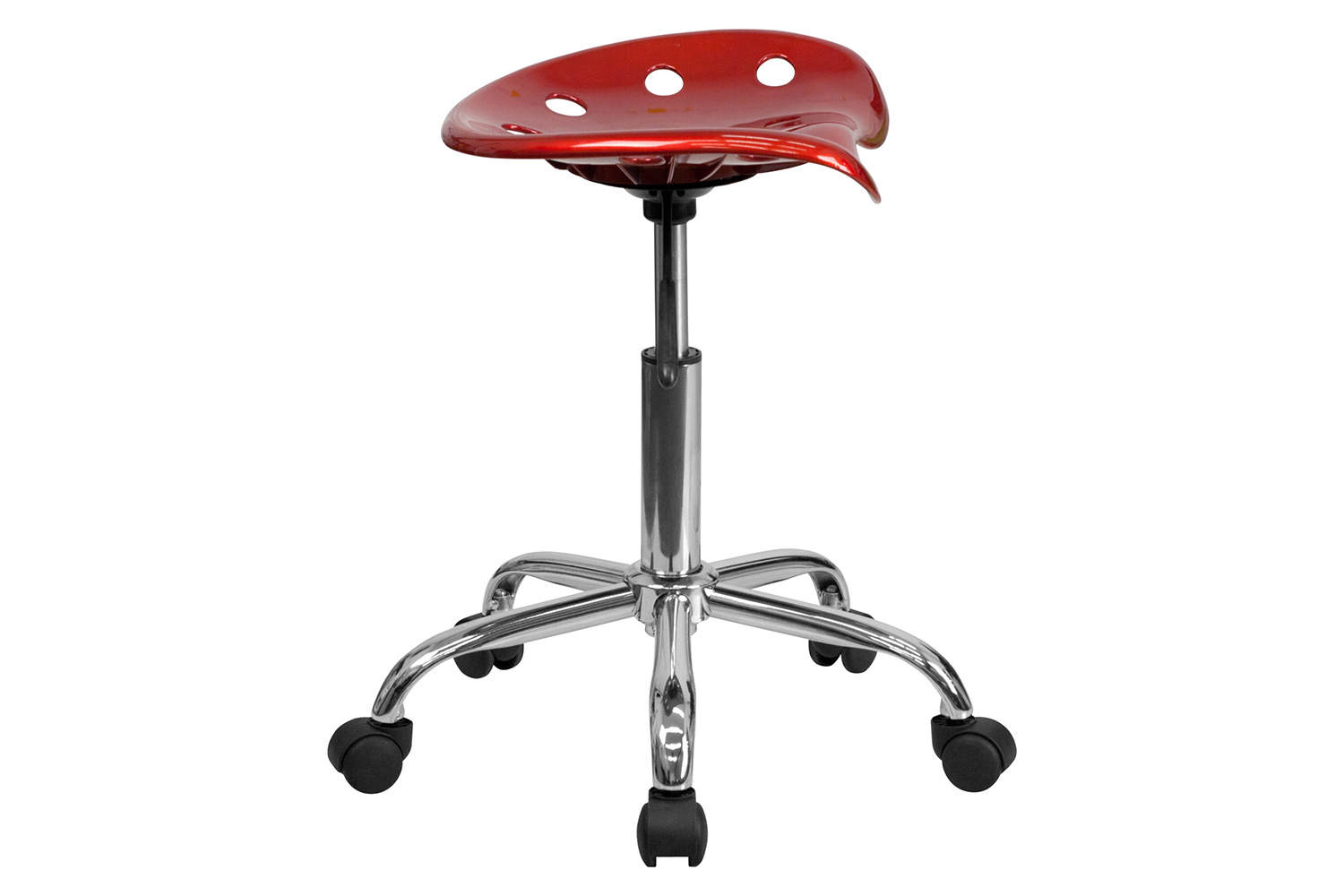 BLNK Taylor Vibrant Chrome Stool with Tractor Seat - Wine Red