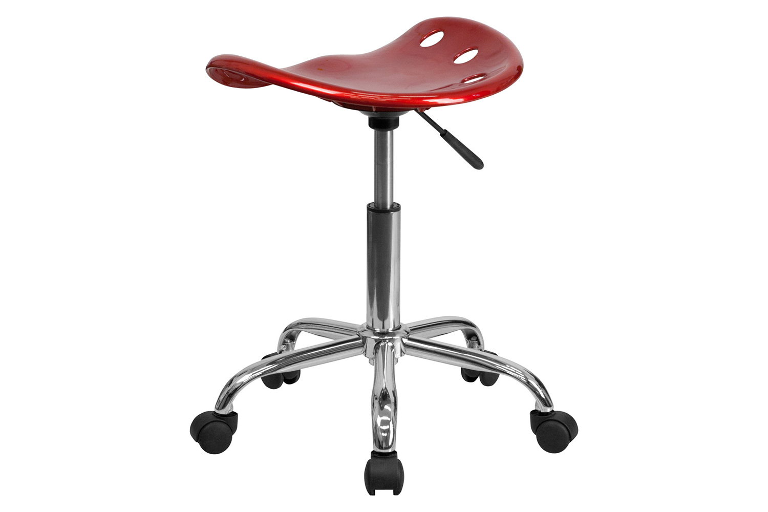 BLNK Taylor Vibrant Chrome Stool with Tractor Seat - Wine Red