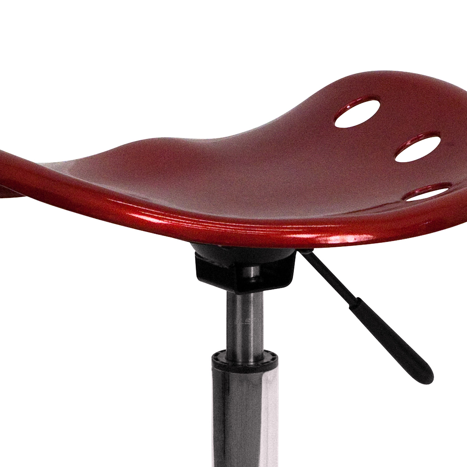 BLNK Taylor Vibrant Chrome Stool with Tractor Seat - Wine Red