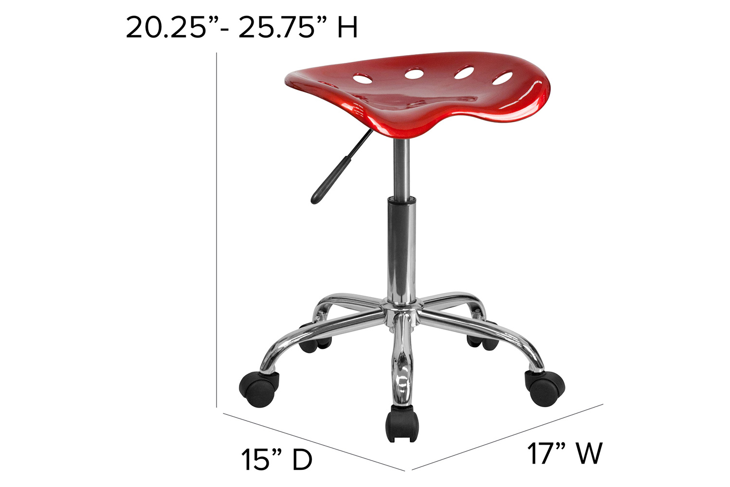 BLNK Taylor Vibrant Chrome Stool with Tractor Seat - Wine Red