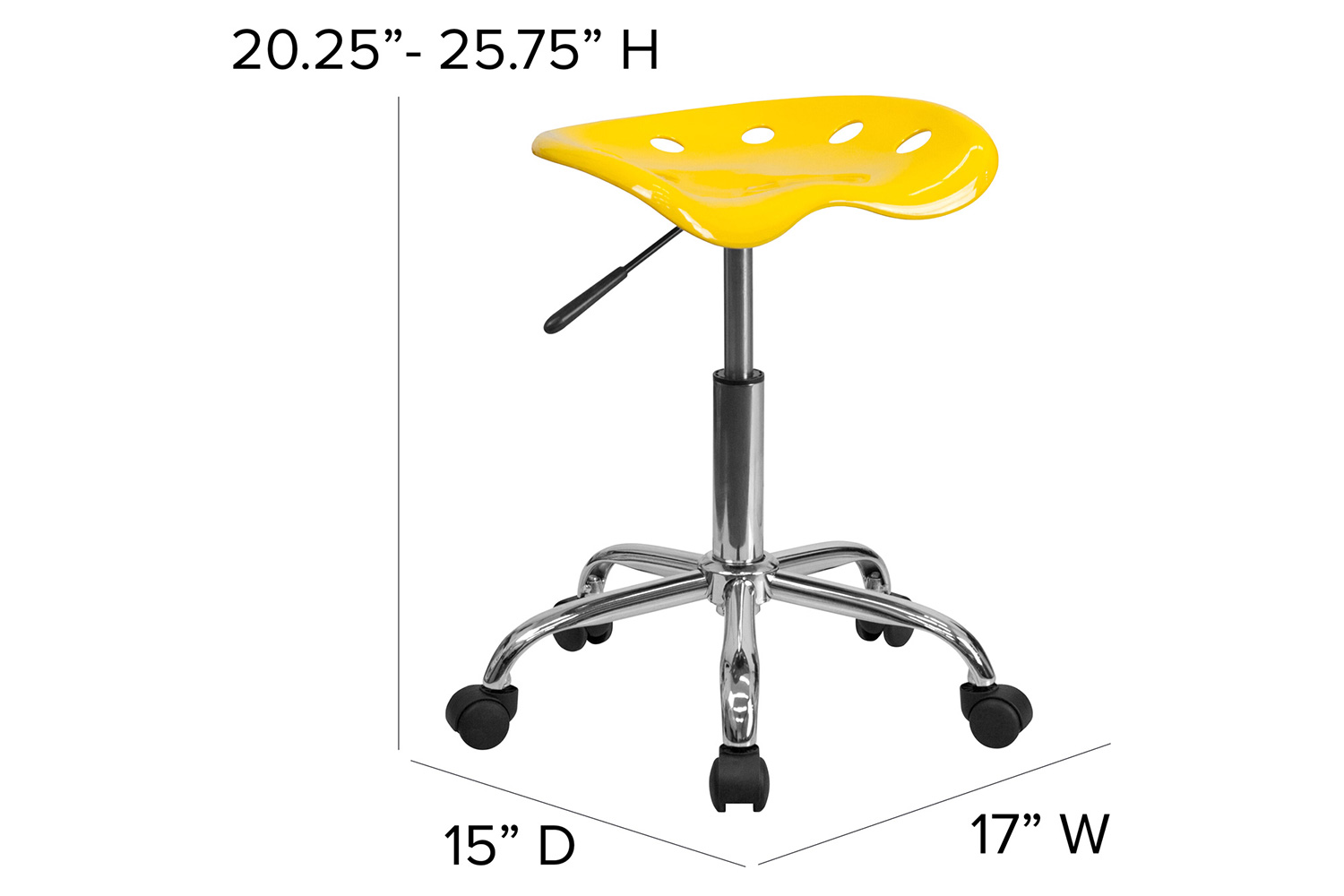 BLNK Taylor Vibrant Chrome Stool with Tractor Seat - Yellow