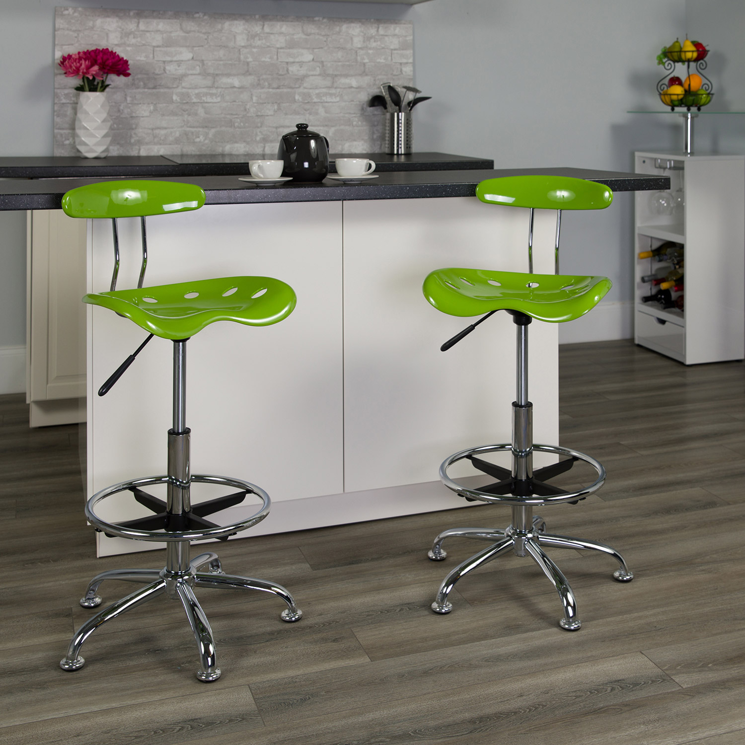 BLNK Bradley Vibrant Chrome Drafting Stool with Tractor Seat