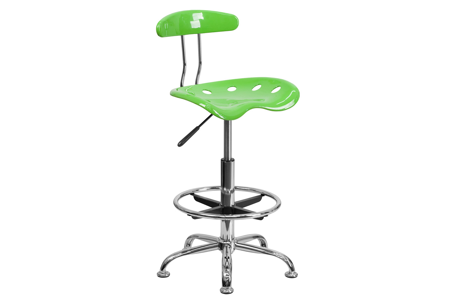 BLNK Bradley Vibrant Chrome Drafting Stool with Tractor Seat - Apple Green