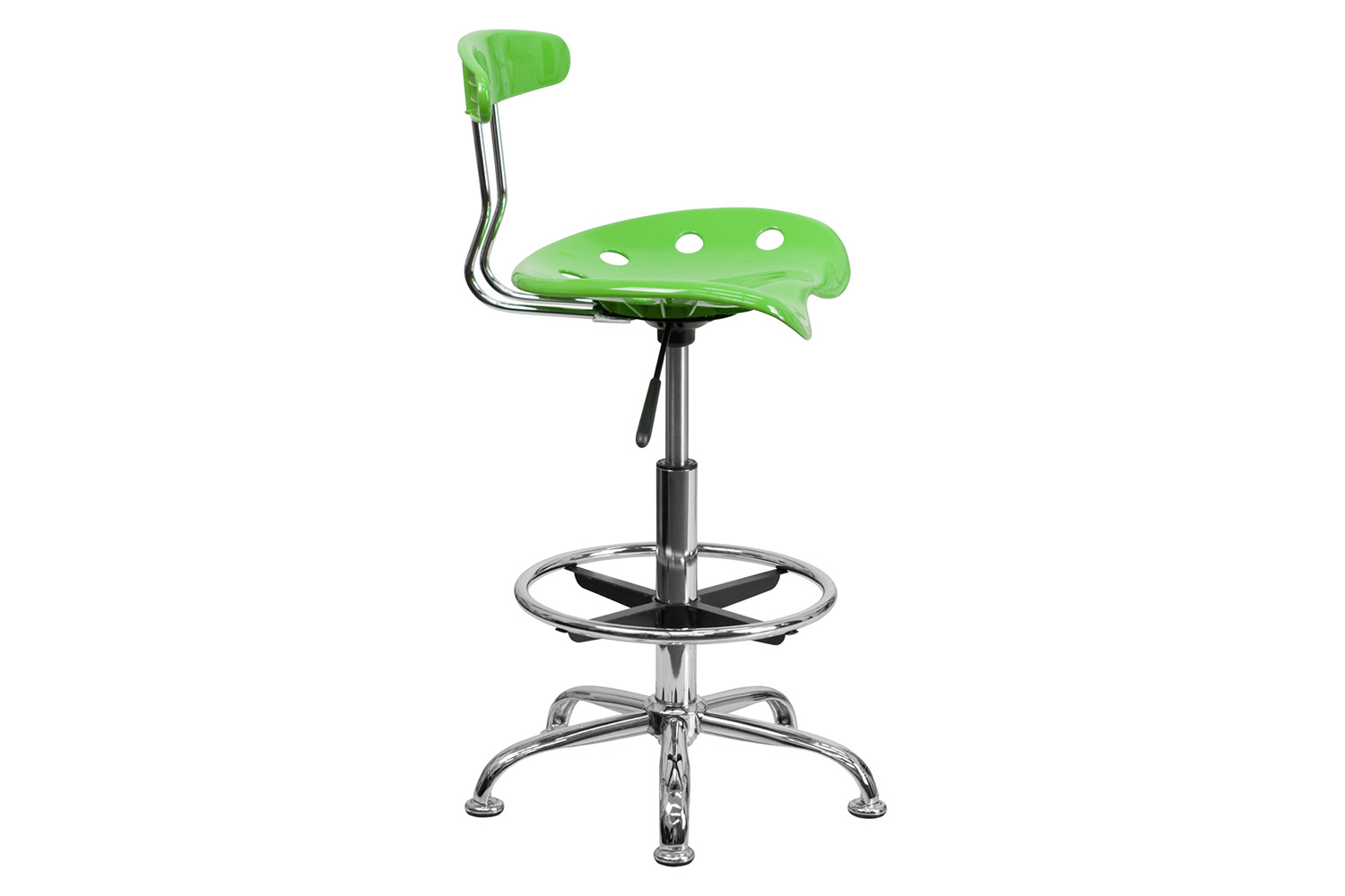 BLNK Bradley Vibrant Chrome Drafting Stool with Tractor Seat - Apple Green