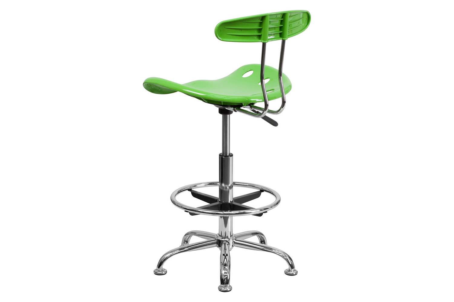 BLNK Bradley Vibrant Chrome Drafting Stool with Tractor Seat - Apple Green