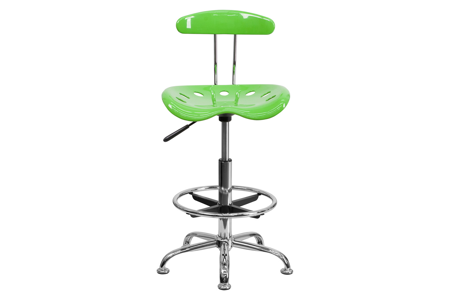 BLNK Bradley Vibrant Chrome Drafting Stool with Tractor Seat - Apple Green