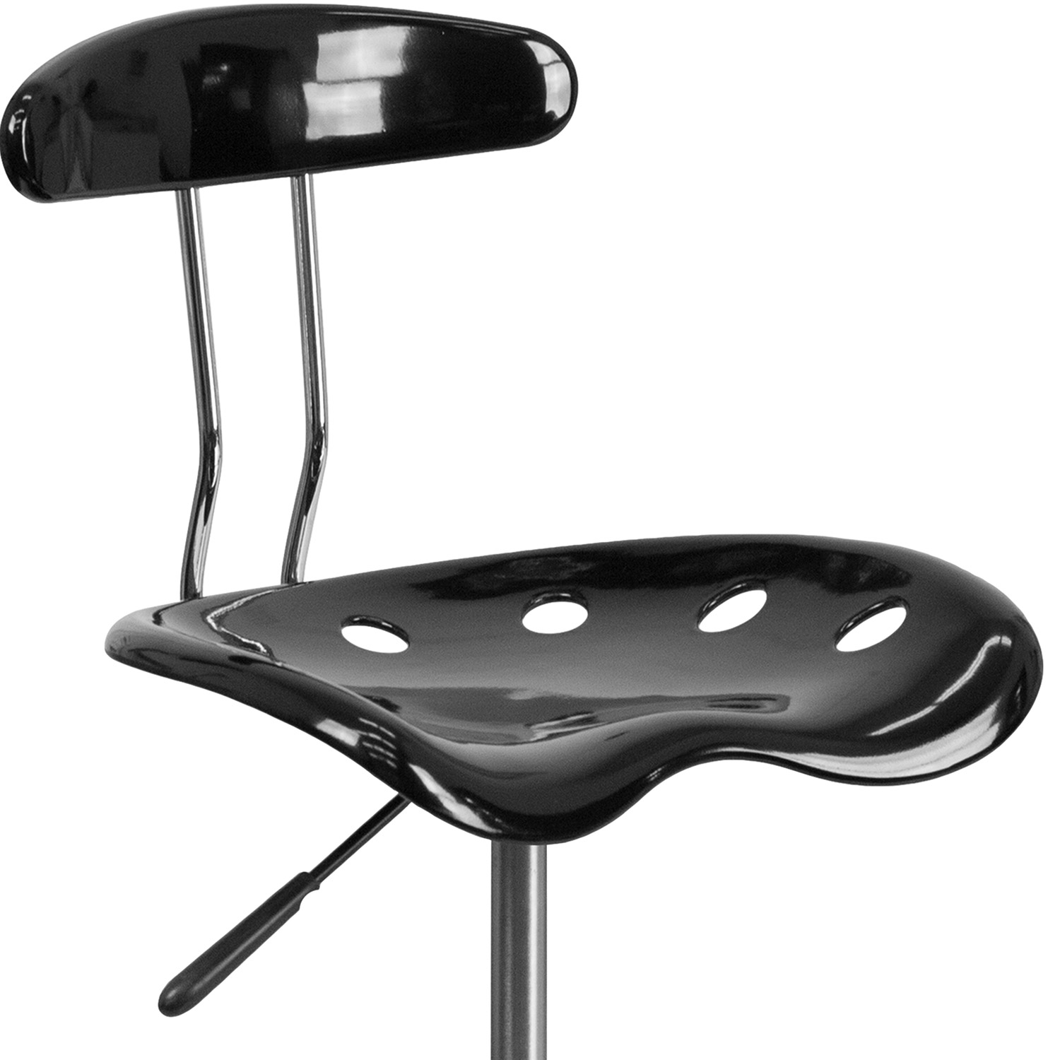 BLNK Bradley Vibrant Chrome Drafting Stool with Tractor Seat - Black