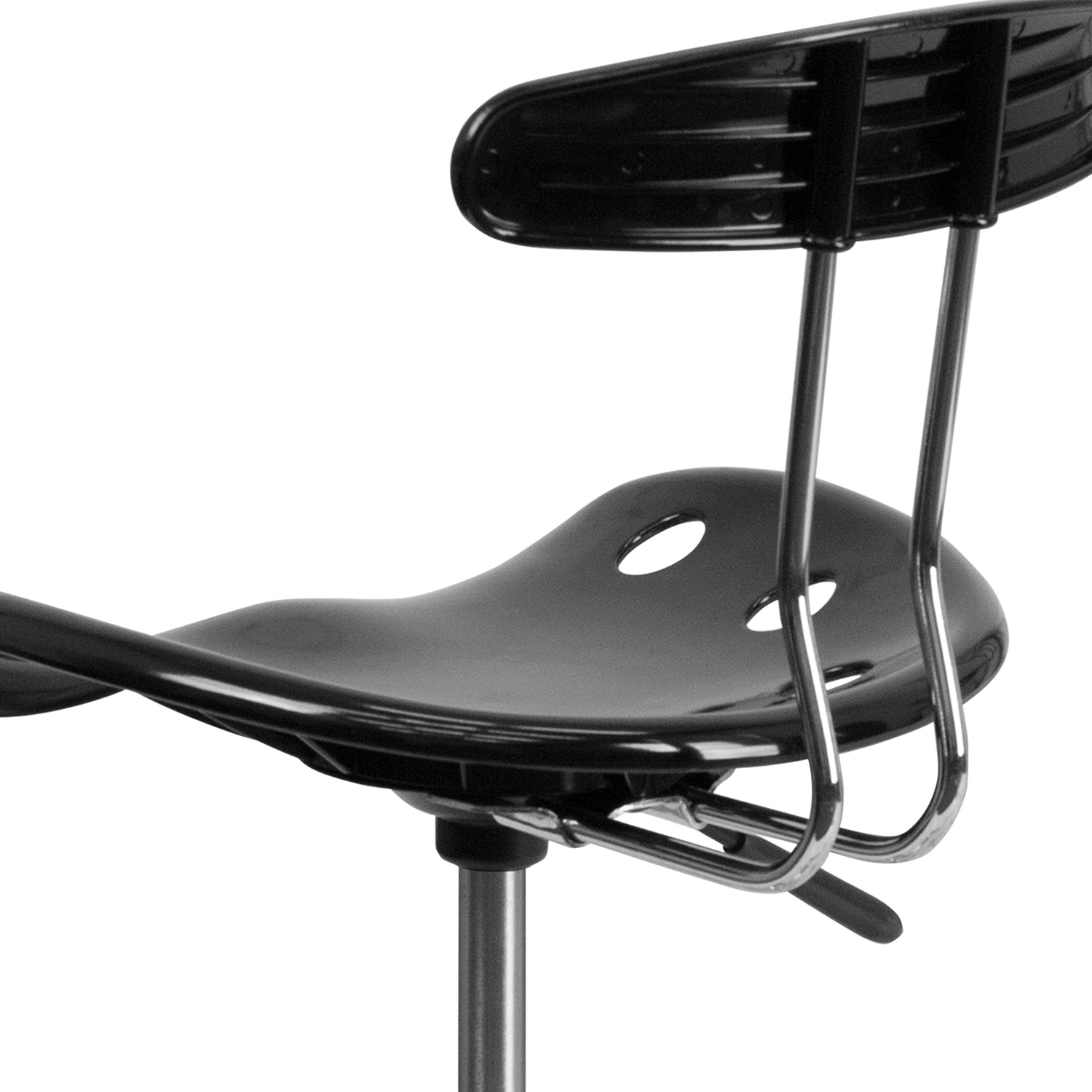 BLNK Bradley Vibrant Chrome Drafting Stool with Tractor Seat - Black